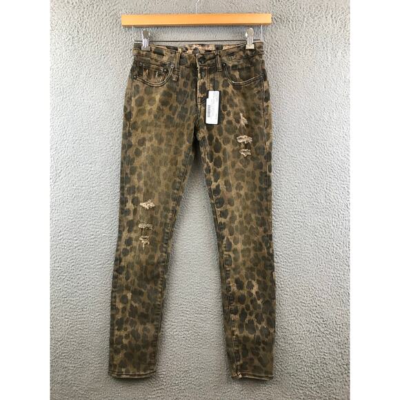 New $425R13 Kate Skinny Leopard Print Jeans 25 Made in Italy Japanese Denim